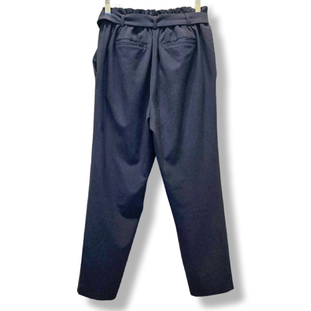 LOFT Petite Navy Paperbag Tie Waist Relaxed Fit Straight Tapered Leg Pants - Picture 4 of 7